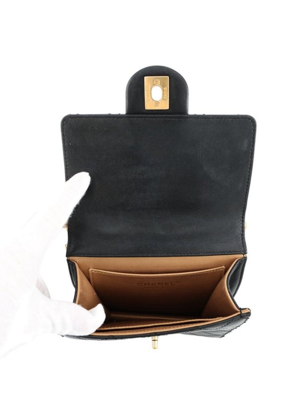 Chanel Chain Shoulder Bag Quilted CC Logo Faux Pearl Lambskin - Picture 5 of 10